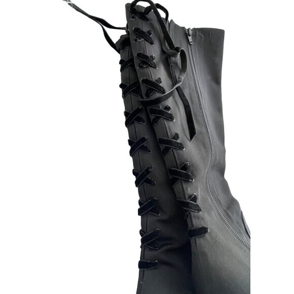 Kenneth  Cole women's boots Black size 8 Satin look  4' heel   velvet ribbon tri - Picture 11 of 13